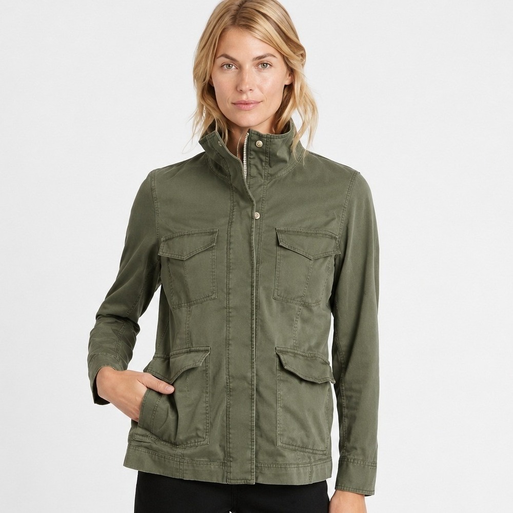 Banana Republic Utility Flight Cargo‎ Jacket Camo Green PM Chore Coat Gorpcore